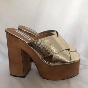 Steve Madden gold platform heels